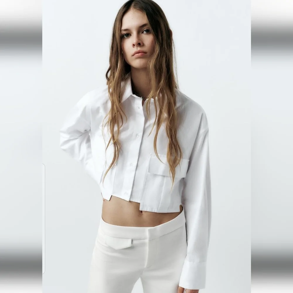 Zara Cropped Garbadine Shirt - Picture 3 of 7